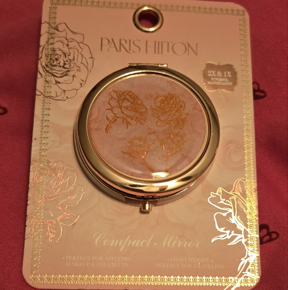 Paris Hilton Gold and Pink Compact Mirror